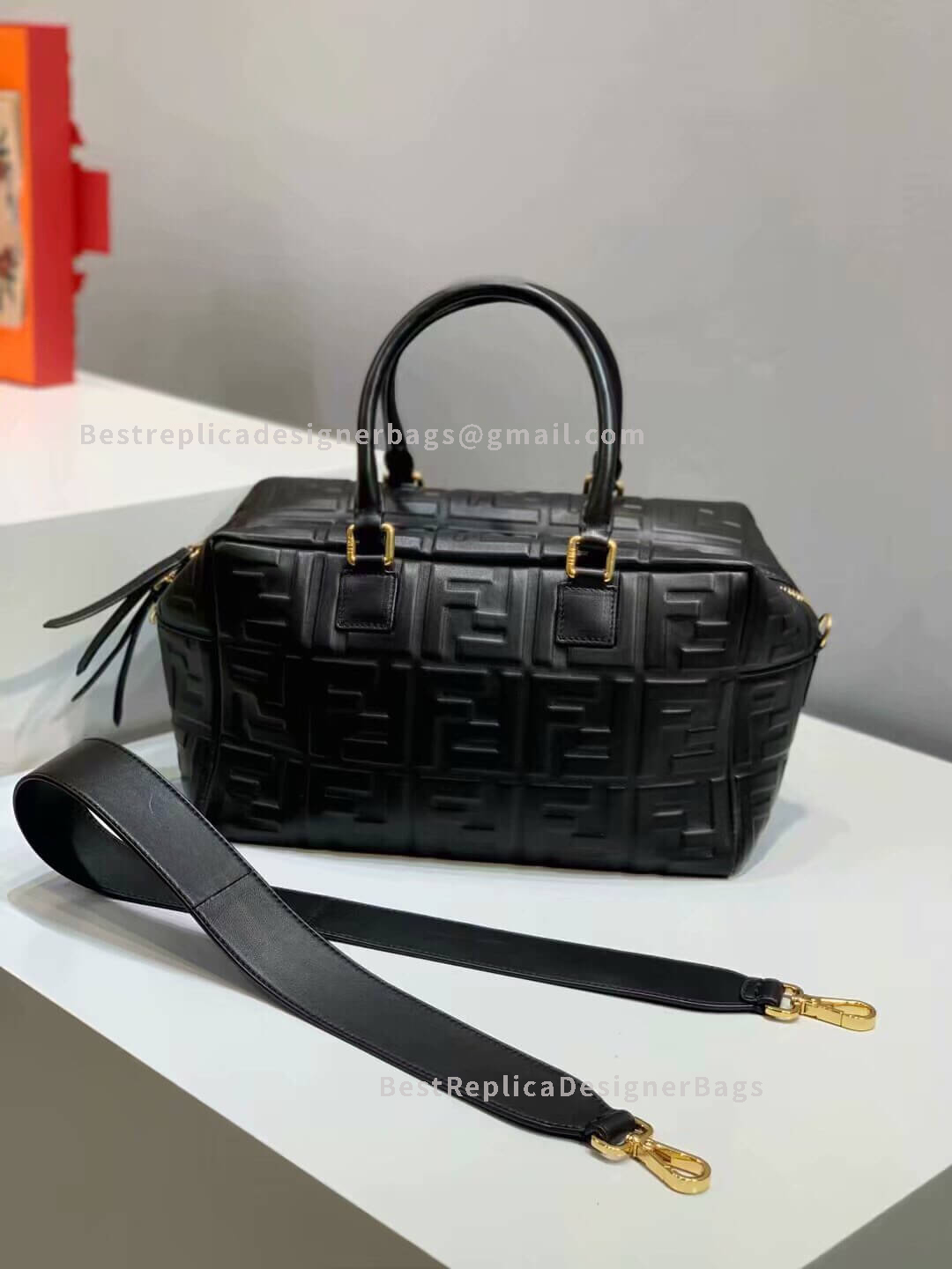 Fendi Mini Black Leather Boston Bag 0193